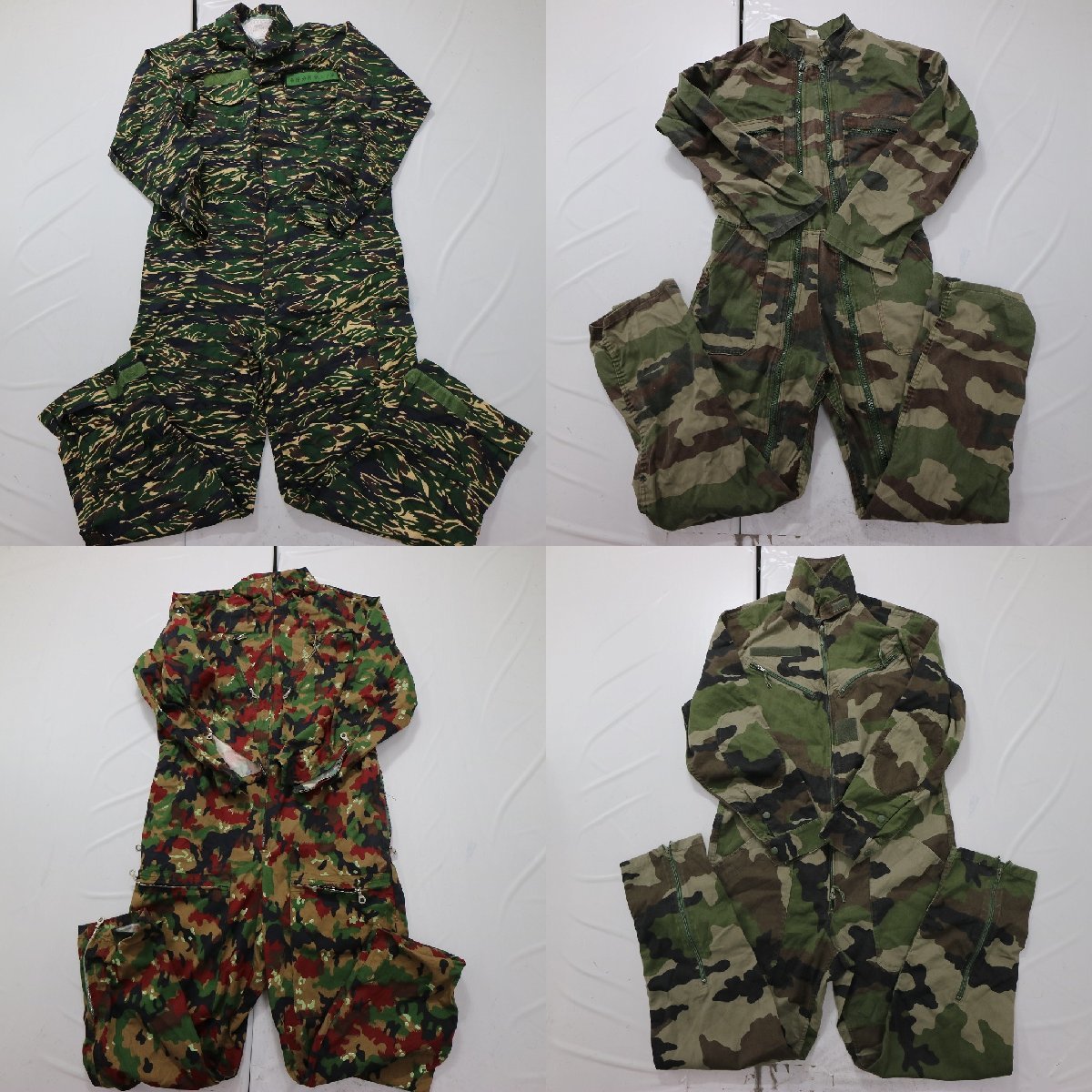 ◎カモフラージュMIX オールインワン set ジッパー 他 (メンズL) 4枚セット まとめ売り 古着卸 1円スタート MP5022