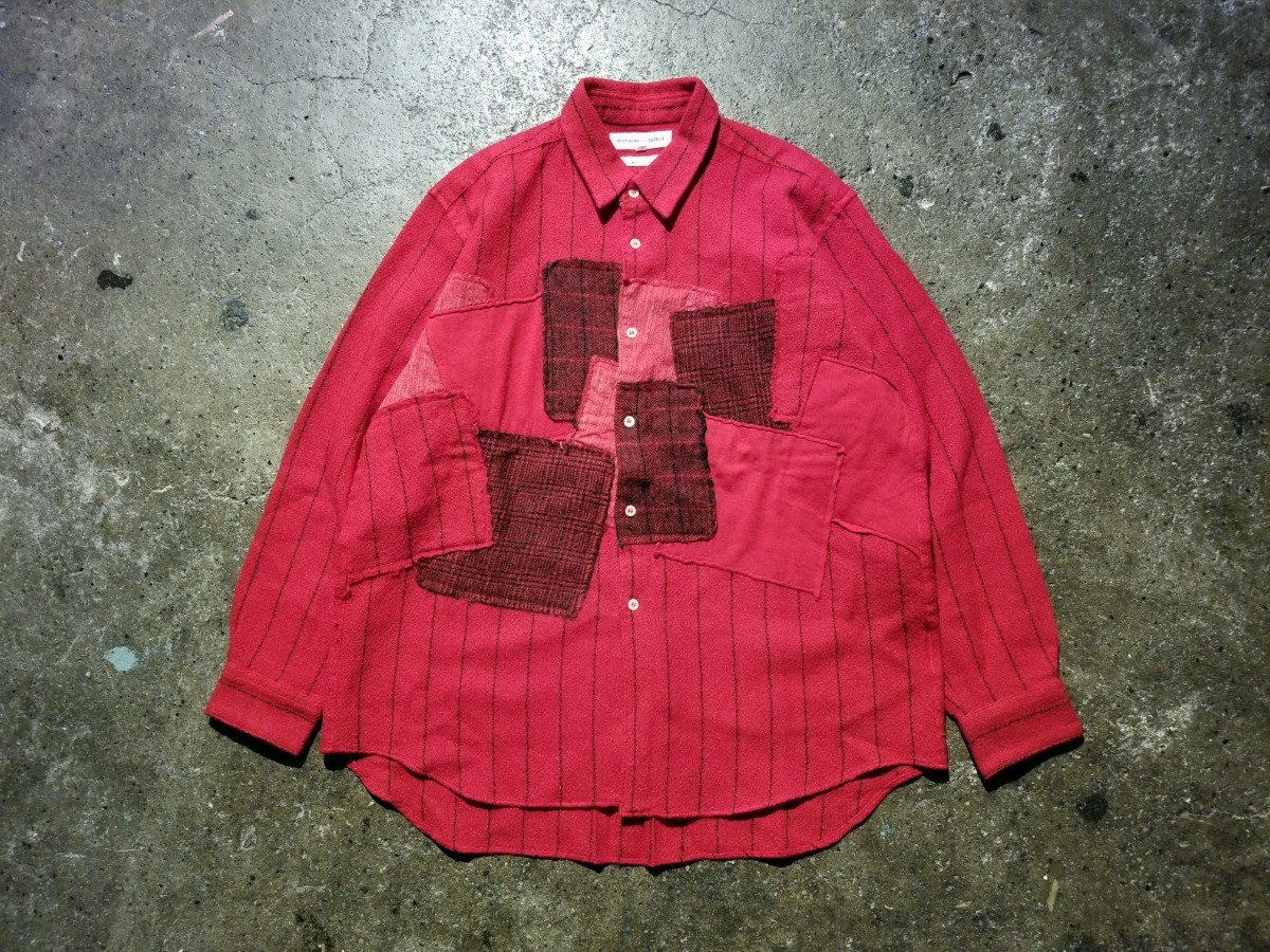 90s 希少 ウール 縮絨 COMME des GARCONS SHIRT パッチワーク シャツ