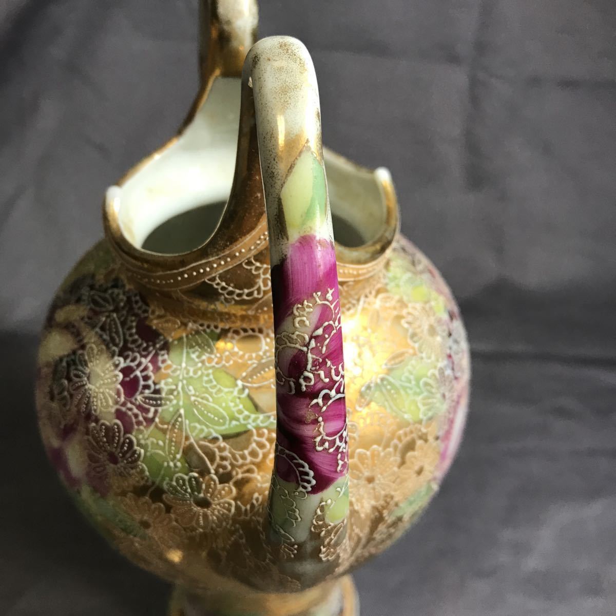 オールドノリタケ - 敬誠アート [ 公式 ] 花瓶 盛上草花文花瓶 茶壺型