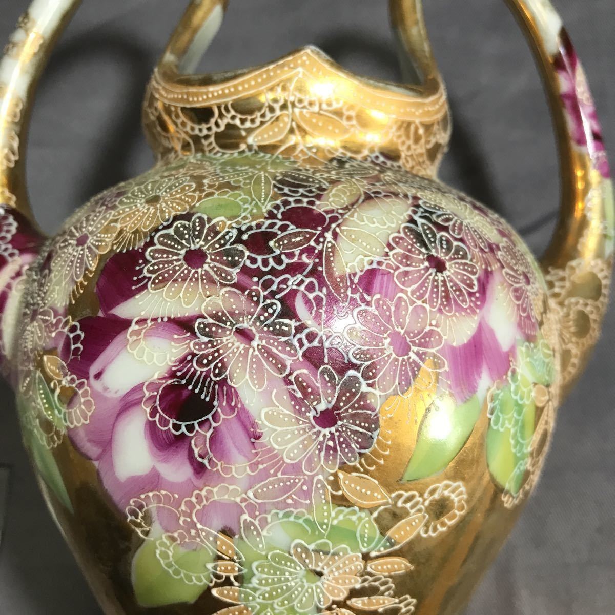 オールドノリタケ - 敬誠アート [ 公式 ] 花瓶 盛上草花文花瓶 茶壺型
