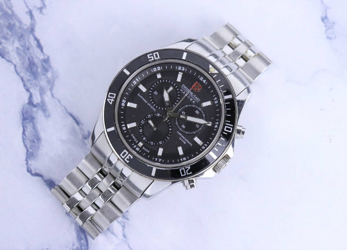 美品】 SWISS MILITARY HANOWA 10101J スイスミリタリー ハノワ クロノ 