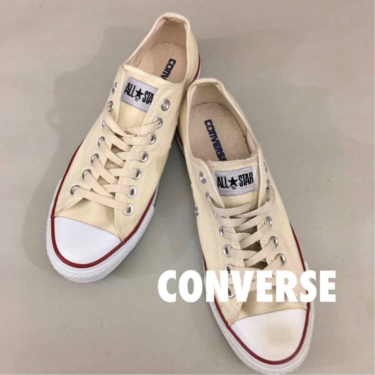【新品未使用】コンバースconverse オールスター ALL STAR キャンバス地 ローカット Low スニーカー 靴 ひも 紐 ベージュ 27.5cm $◇