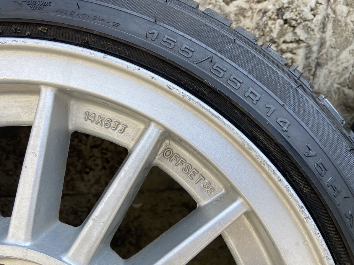 14インチ 6J PCD100 オフセット+38 フィンタイプ 155/55(ラジアル