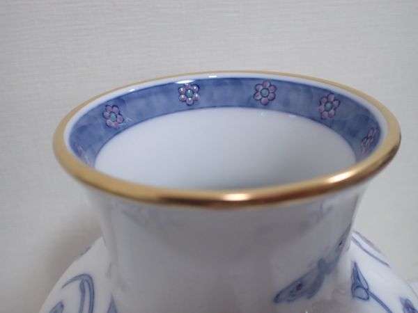 OKURA 花瓶 大倉陶園 中古 高さ約27㎝ バラ 豊JE542/1J○
