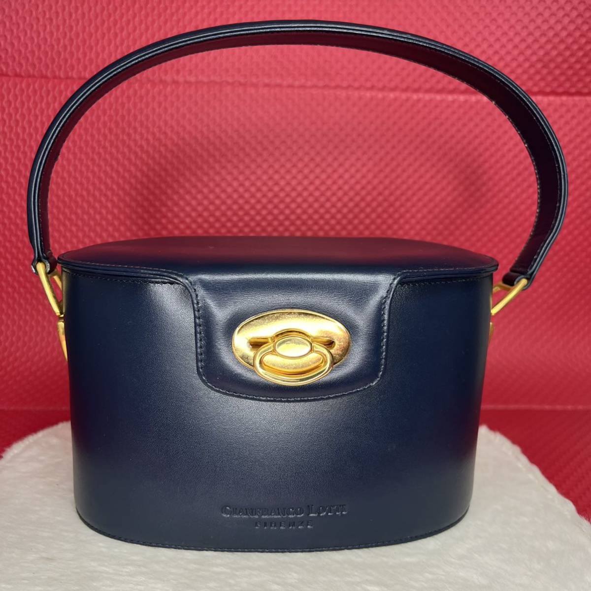 GIANFRANCO LOTTI ジャンフランコロッティ ハンドバッグ レザー ネイビーブルー