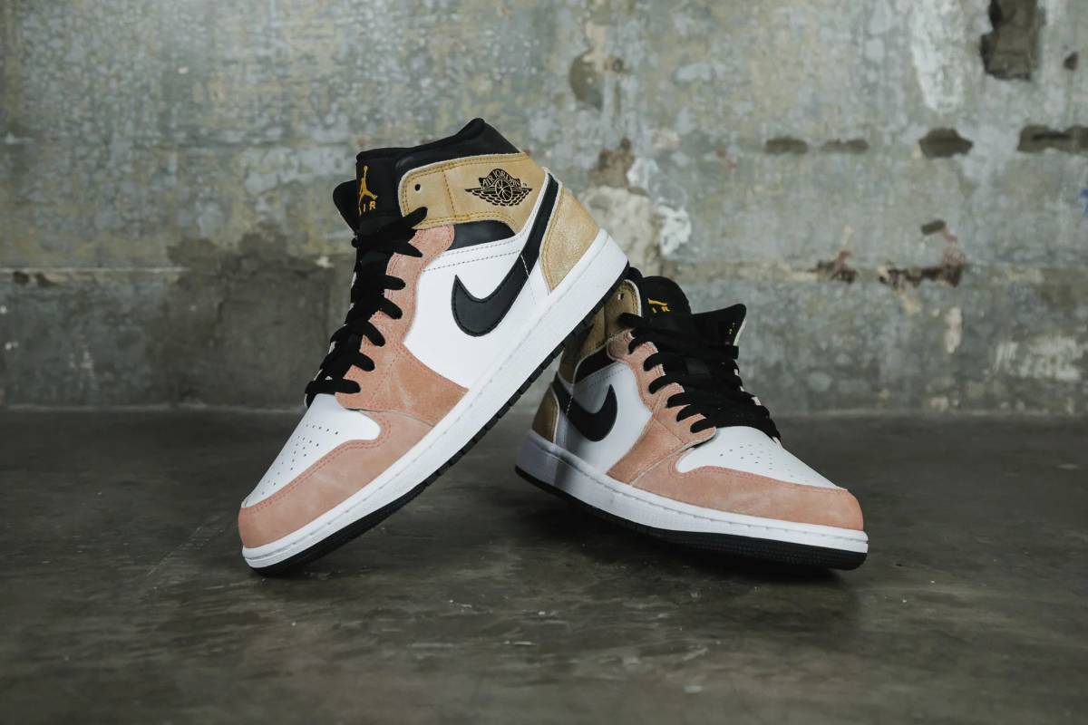 新品 28 NIKE AIR JORDAN 1 MID SE 黒 白 スエード キャンバス 