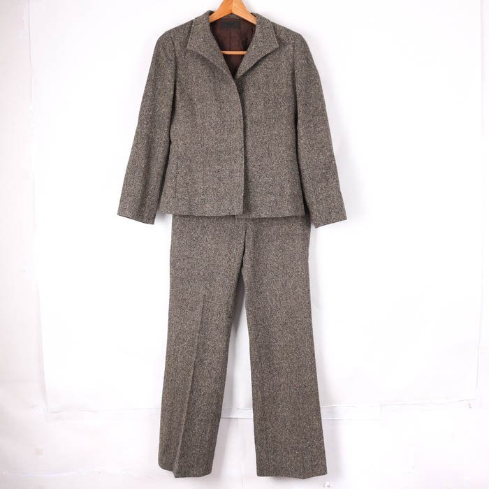 iCBアイシービー ストライプウールセットアップパンツスーツ カシミヤ