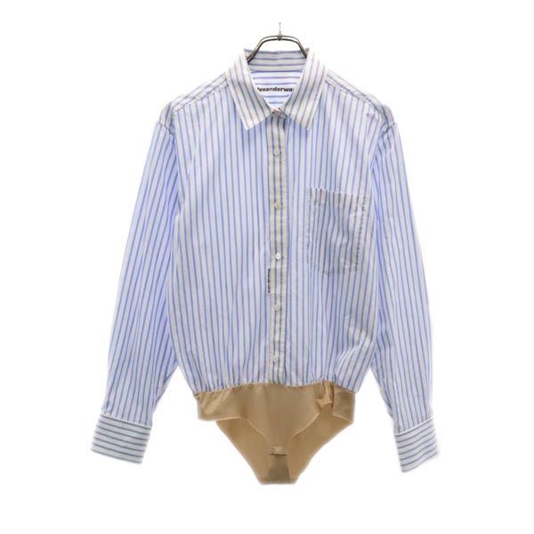 アレキサンダーワン 股下スナップ ストライプ 長袖 シャツ S ブルー系 Alexander Wang レディース 230913