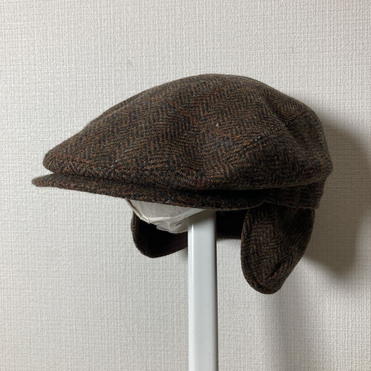 【美品】Harris Tweed ハリスツイード ウールハンチング帽子 ブラウン メンズ レディース ユニセックス