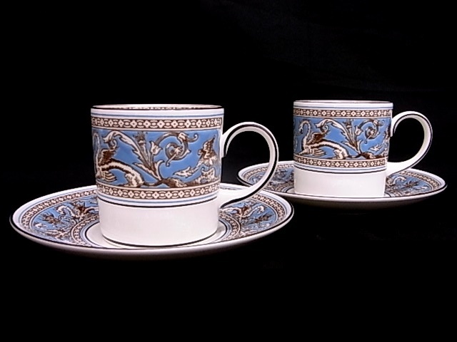 e10417　ウエッジウッド　フロレンティーンターコイズ　カップ＆ソーサー　2客　WEDGWOOD　FLORENTINE TURQUOISE
