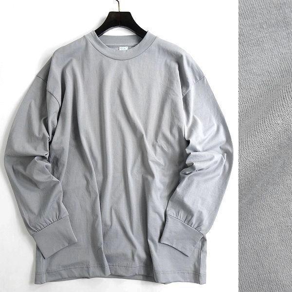 GICIPI ジチピ 新品 イタリア製 リラックスシルエット 無地 クルーネック 長袖 Tシャツ ロンT カットソー 明灰 3 ▲010▼bus8862a