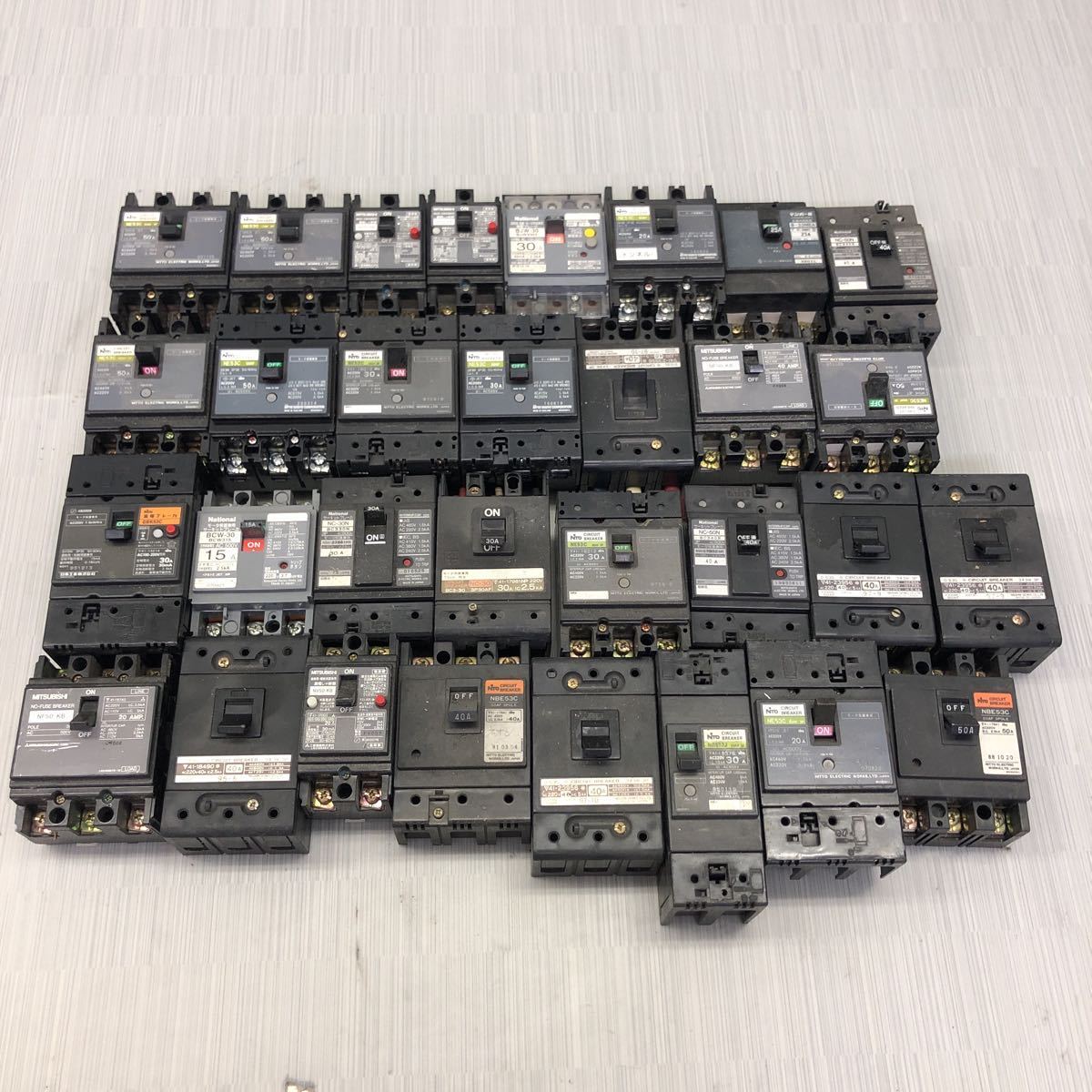 ■ C-117 三菱 Panasonic NITO ナショナル 他 漏電ブレーカー サーキットブレーカー 漏電遮断器 ノーヒューズブレーカ まとめ 31点ジャンク