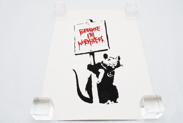 希少 WCP Banksy バンクシー BECAUSE I AM WORTHLESS リプロダクション シルクスクリーン プリント 現代アート 限定品