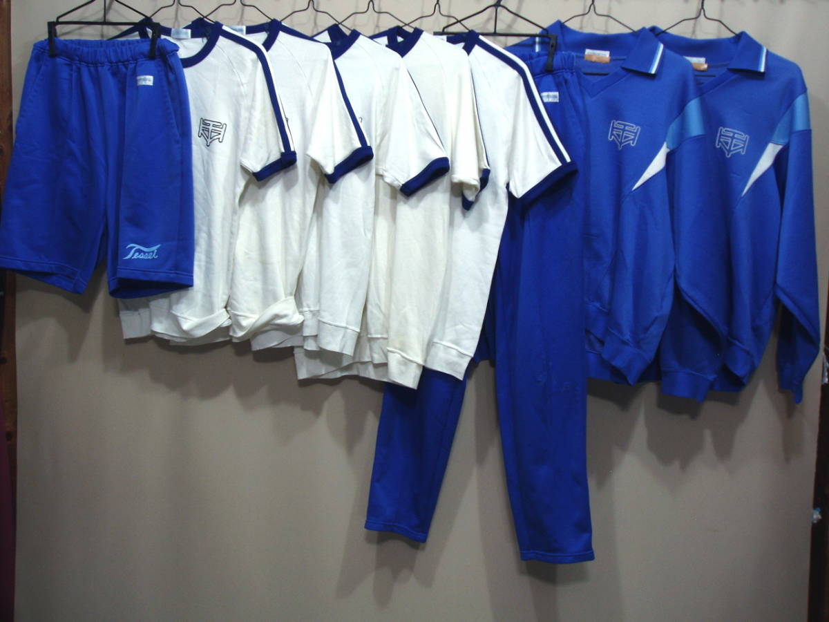 L42382【SCHOOL UNI】スクールもの 岡山県 スキッパーポロジャージトップ　ジャージパンツ 体操着 ランパン 9点セット ジュニア 