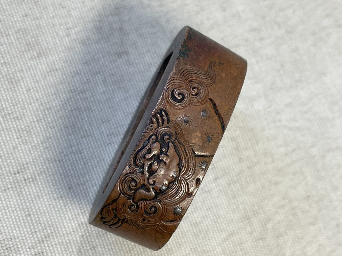 刀装具 縁頭 金象嵌 素銅 ボタン図