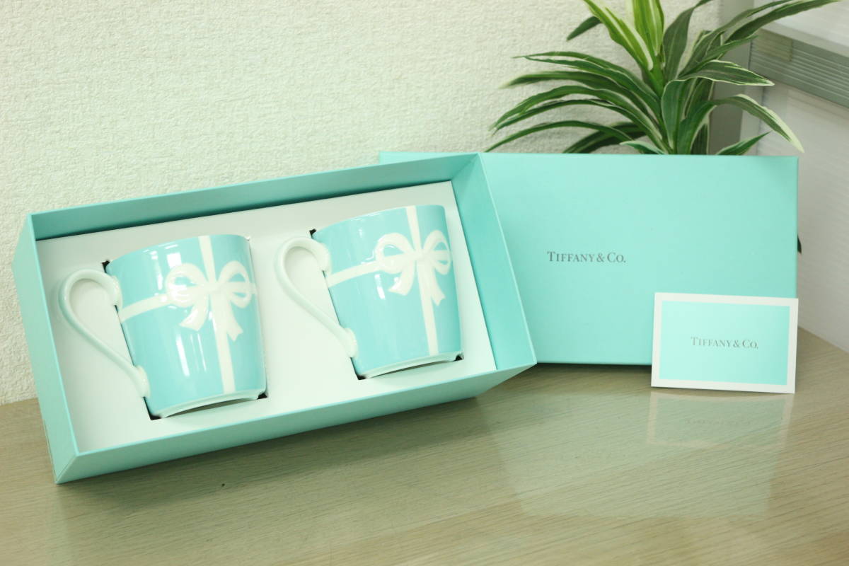 未使用品 Tiffany＆Co. ティファニー ブルーリボン 食器 セット7点 未使用】Tiffany&Co. ブルーボックスマグ ペアカップ リボン ブルー