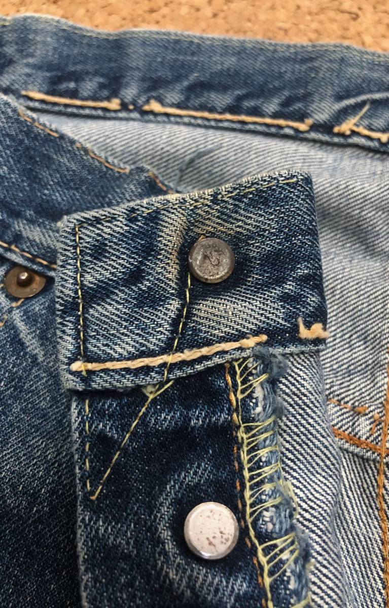 60S LEVIS リーバイス501 BIGE Vステッチ 足長R 刻印2 アタリ抜群！実寸w