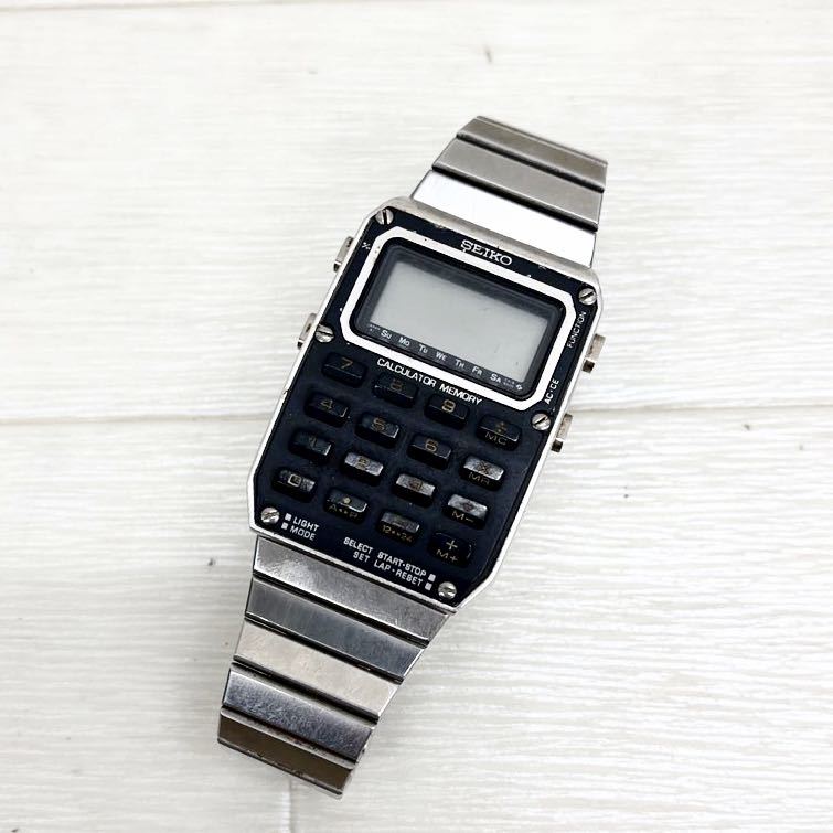 1171◎ SEIKO セイコー CALCULATOR MEMORY C515-500A 時計 腕時計 デジタル 計算機 デンタク メタルバンド シルバー メンズ