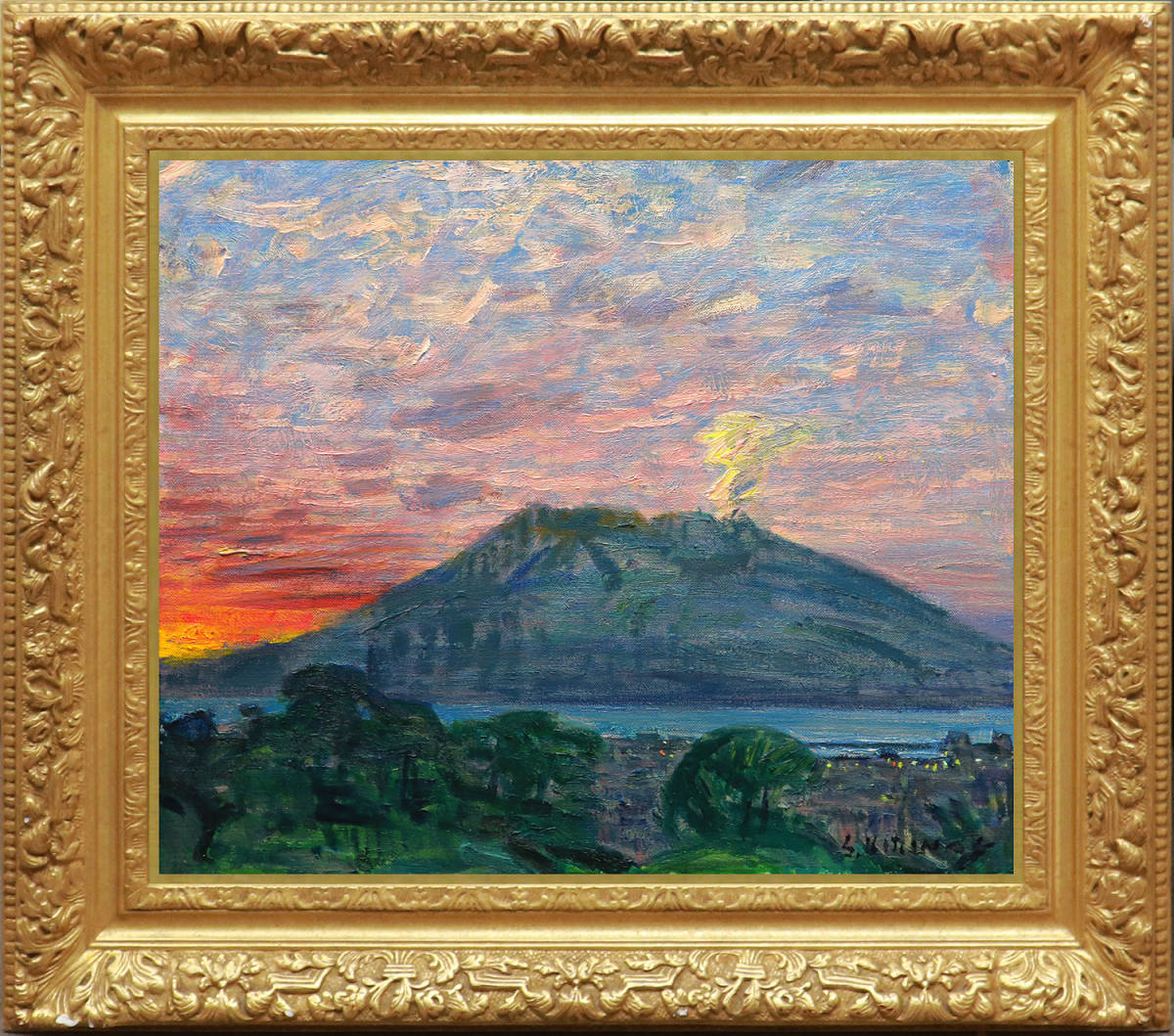 青木年広作 「モンサンミシェル」 風景画 油彩画 直筆サインあり (美術