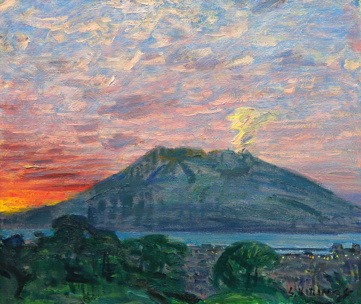 青木年広作 「モンサンミシェル」 風景画 油彩画 直筆サインあり (美術
