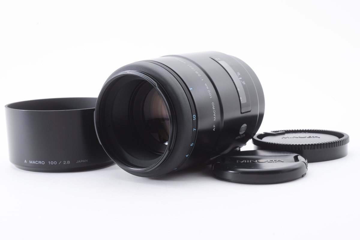 美品 MINOLTA ミノルタ AF MACRO 100mm F2.8 NEW フード付き AF 100mm F2.8