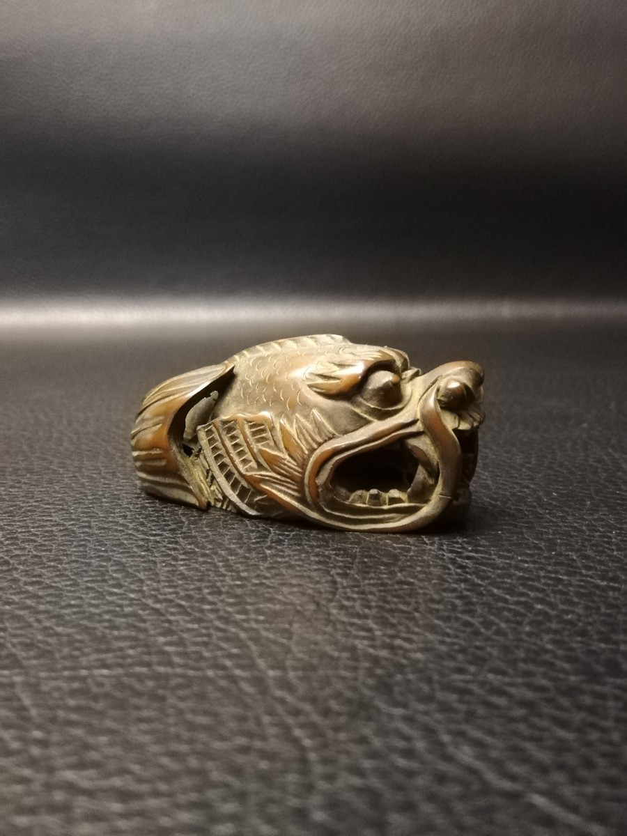 根付　鯉　龍　5.5cm　小物　飾り　留め具