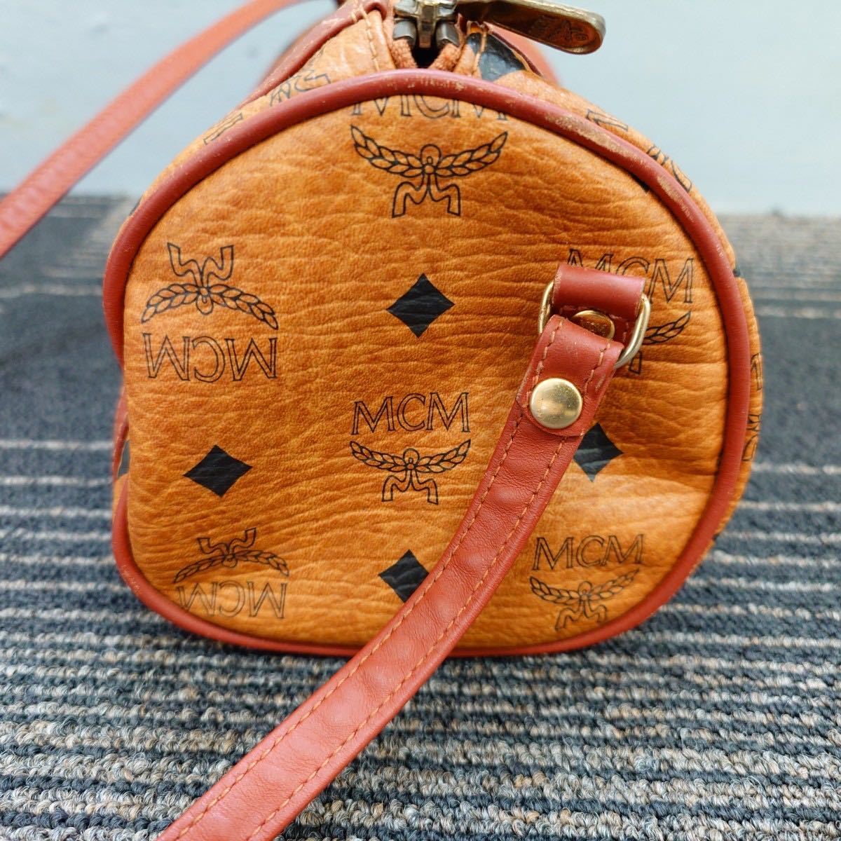T0921】MCM エムシーエム ショルダー バッグ ブラウンカラー ドラム型 