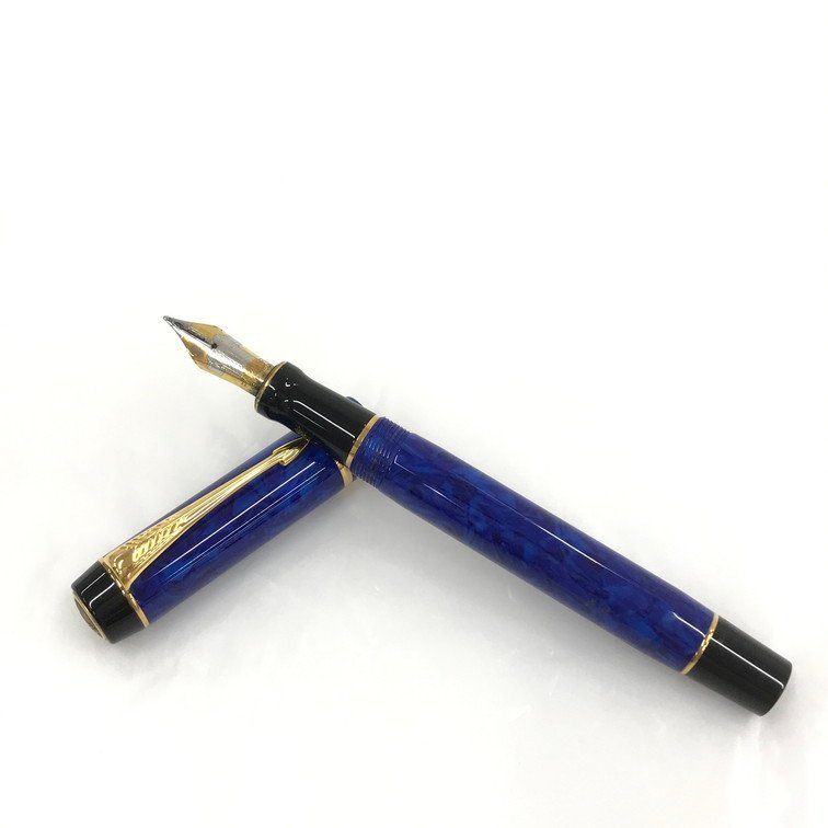 PARKAR DUOFOLD マーブルブルー 万年筆 18K 750 パーカー PARKER パーカー 万年筆 DUOFOLD デュオフォールド ブルーマーブル