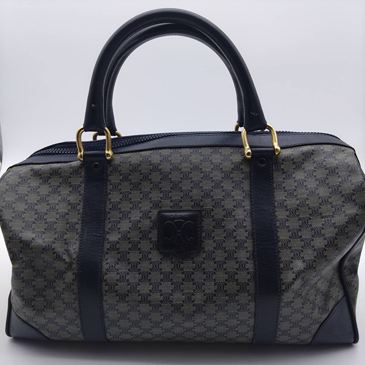 CELINE セリーヌ マカダム ハンドバッグ ブラック ミニボストンバッグ 