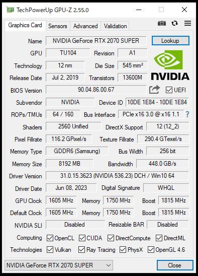 訳アリ ファン・割れ] PALIT GeForce RTX 2070 SUPER JetStream「風