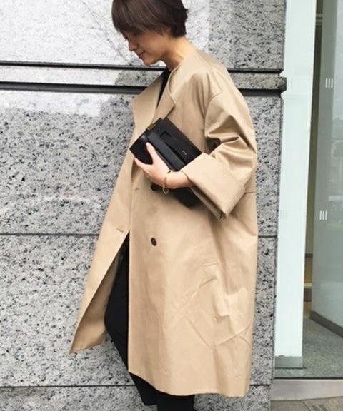 MUSE ドゥーズィエムクラス 16SS ギャバ ノーカラー コート ベージュ