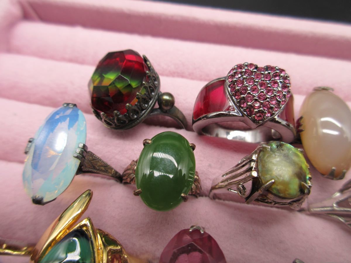 y88 千本透かし 昭和レトロ リング 指輪 カラーストーン アクセサリー 