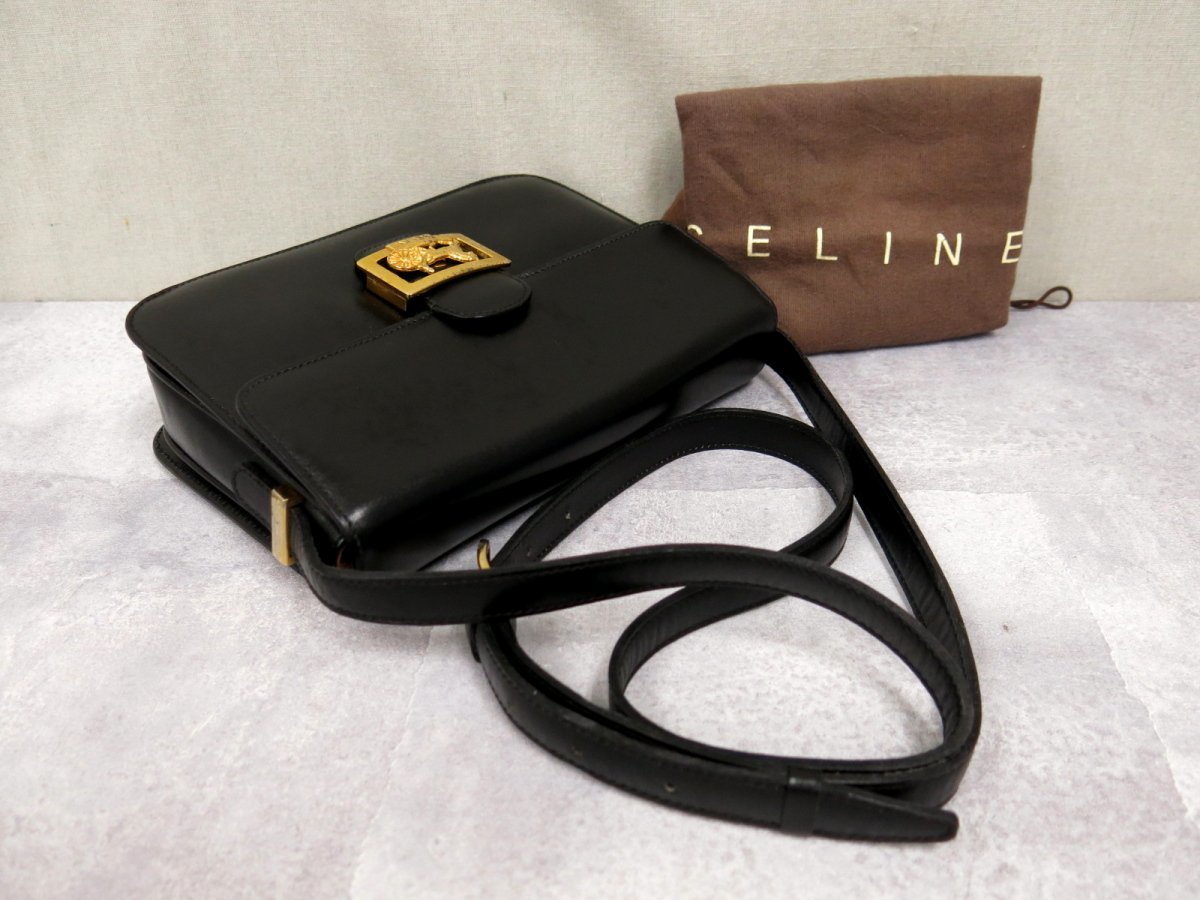 ○超美品○CELINE オールド セリーヌ○馬車金具○カーフ レザー 本革 