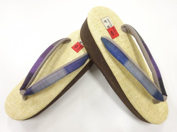 040275# 和装小物新品 鼻緒小千谷ちぢみ 菱屋謹製 CALEN BLOSSO CAFE ZORI(Mサイズ)