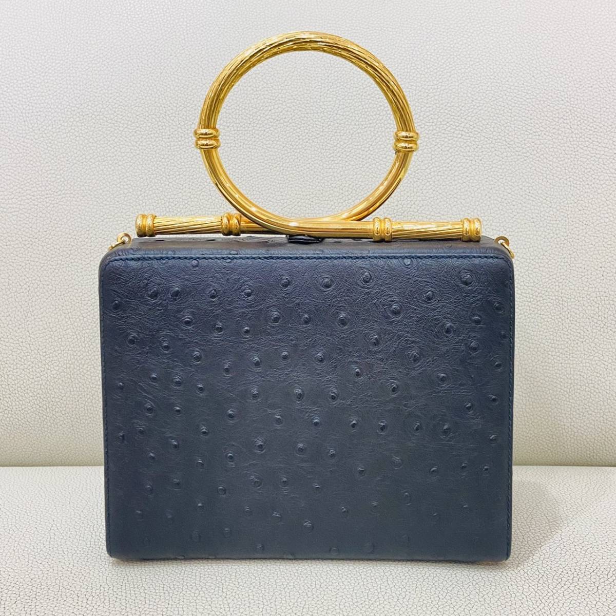 RODO ITALY ロド イタリア製 2WAY 牛革 オーストリッチ風 ブラック 