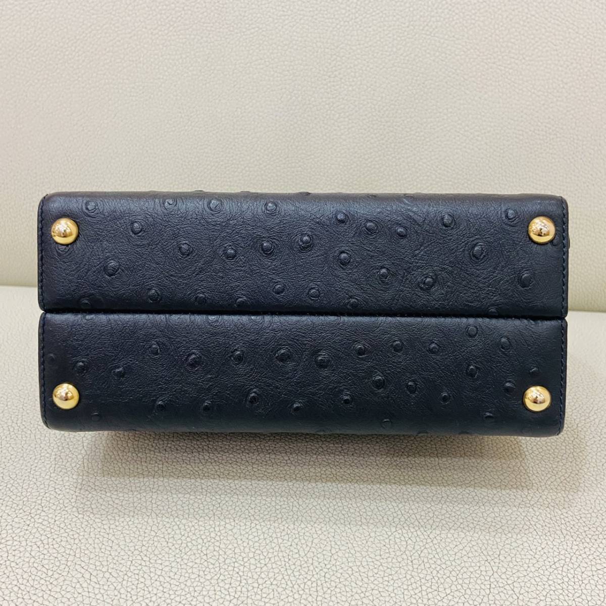 RODO ITALY ロド イタリア製 2WAY 牛革 オーストリッチ風 ブラック 