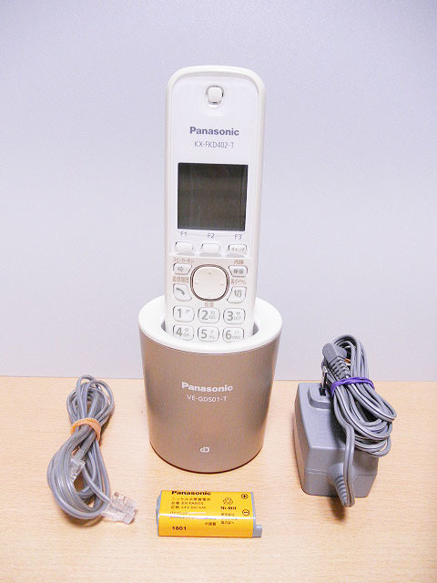 即決 送料込 Panasonic コードレス電話 VE-GDS01DL (KX-FKD402-T/VE-GDS01-T) 通電通話確認 中古経年品 現状渡し