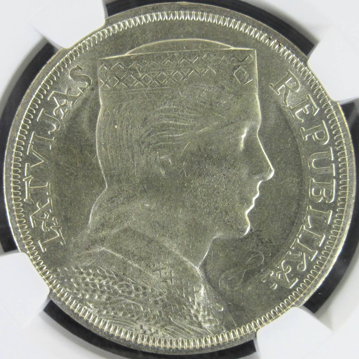 ラトビア 1931年 銀貨 5ラティ NGC MS61 第一共和国 【希少！】 1931
