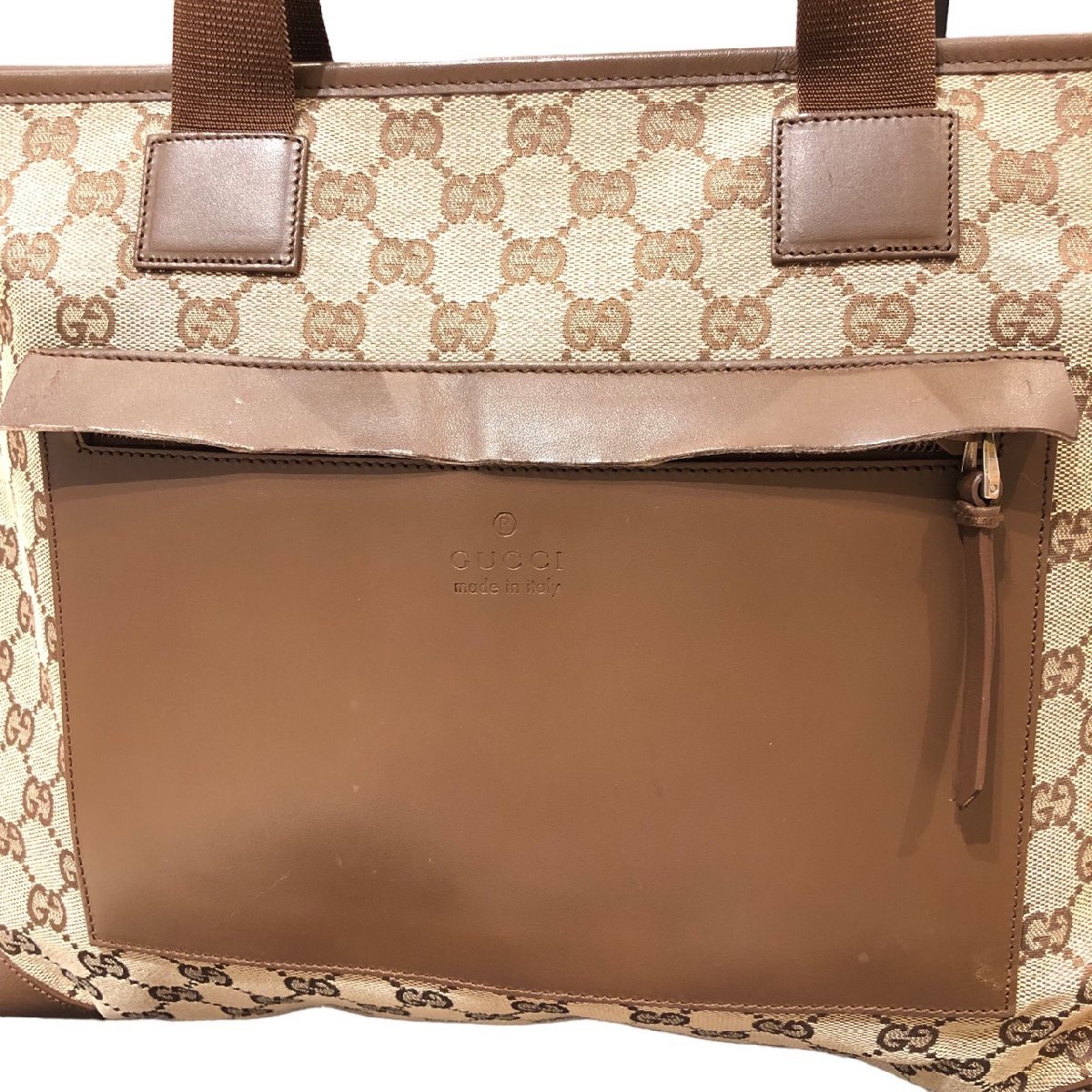 グッチ GGキャンバス レザー ブラウン トートバッグ ショルダー GUCCI