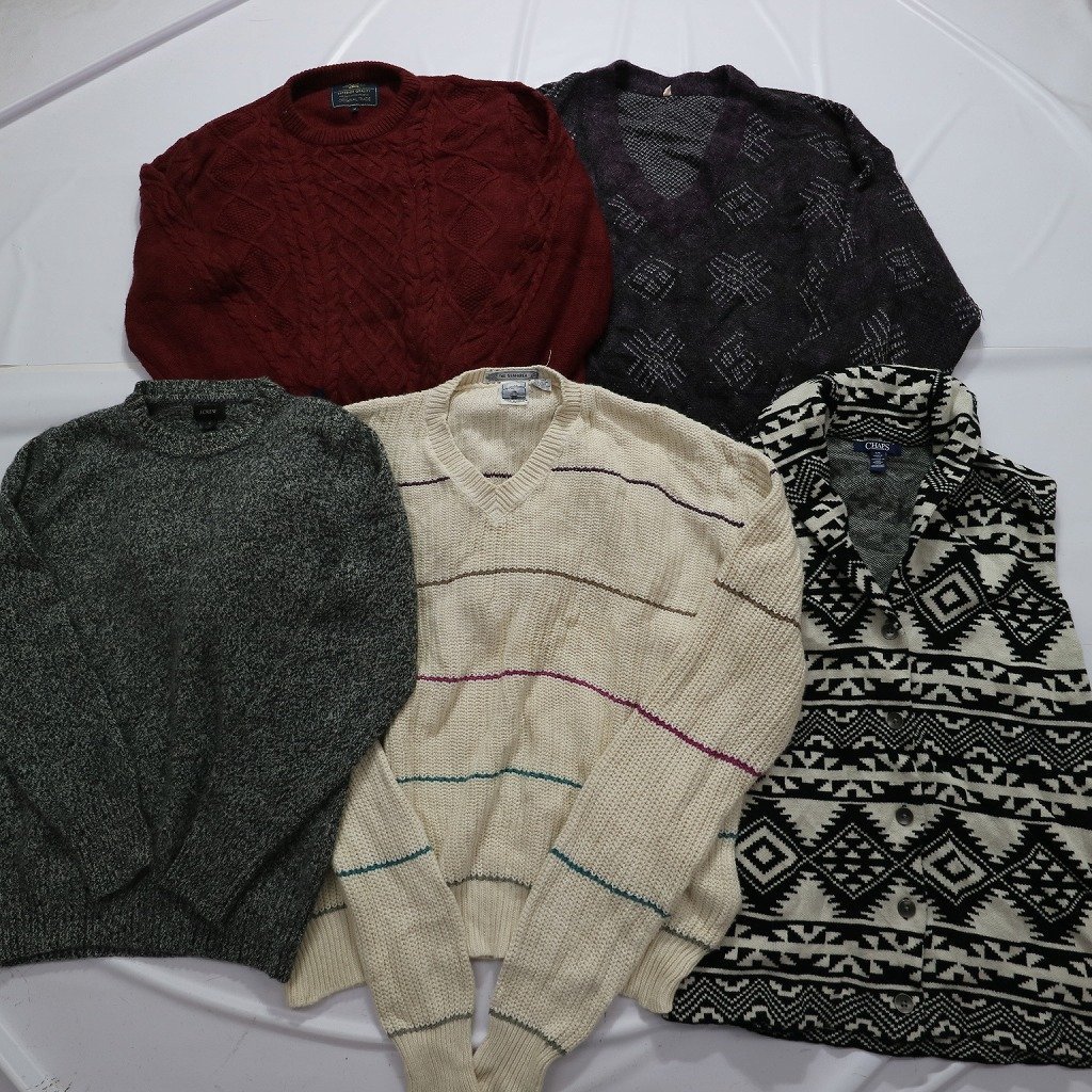 ★★ 未検品 15枚 ジャンルMIXニット セット Vネック ボーダー 含む ( レディース ) まとめ売り 古着卸 1円スタート W2328