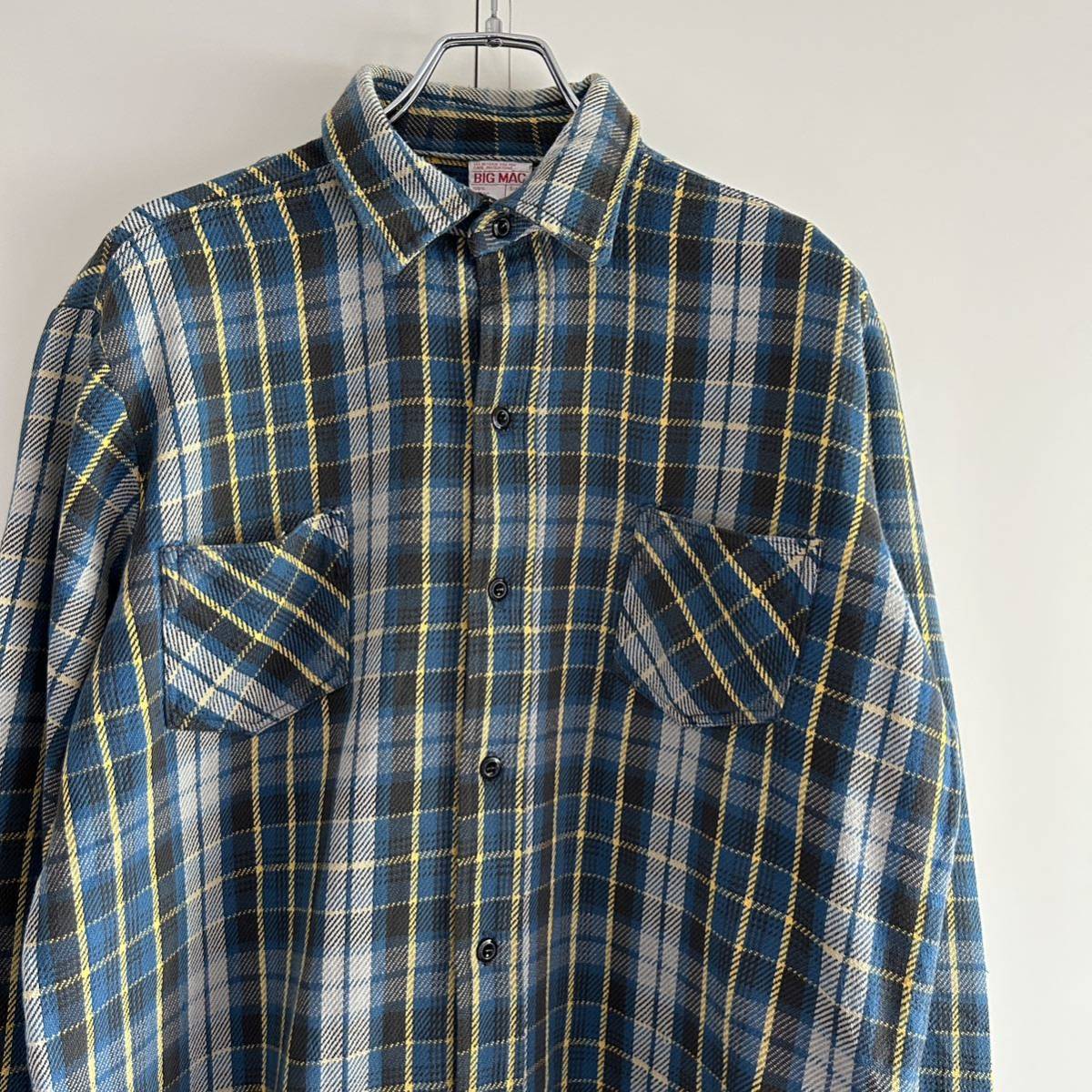 70s BIG MAC ビッグマック JCペニー USA製 ネルシャツ ワークシャツ L ヘビーネル 厚手 チェック 古着 オリジナル ヴィンテージ