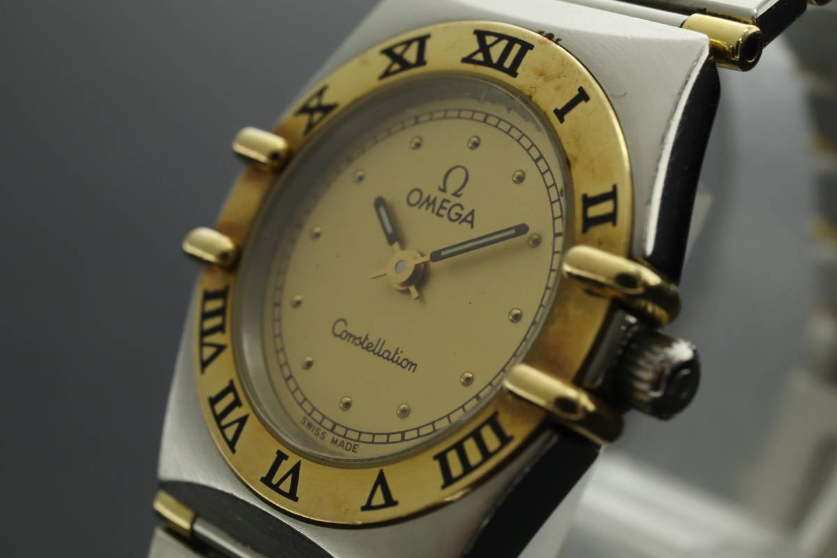 LVSP5-10-20 7T104-8 OMEGA オメガ 腕時計 コンステレーション ラウンド ローマン クォーツ 約39g レディース コンビ 付属品付き ジャンク