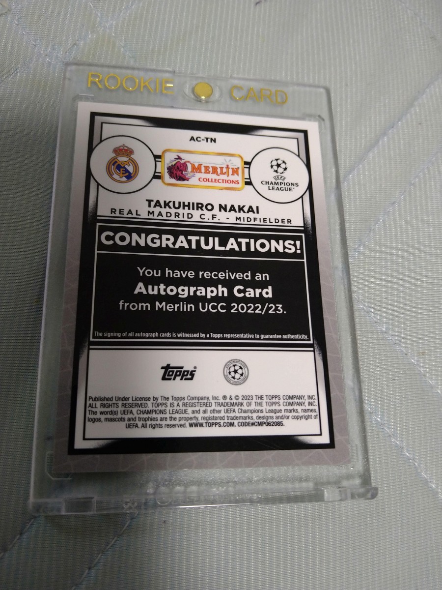2022-23 Topps MERLIN Chrome UEFA Club Competitions TAKUHIRO NAKAI 中井卓大 GOLD AUTO 直筆サイン 17/50 50枚限定 レアル・マドリード