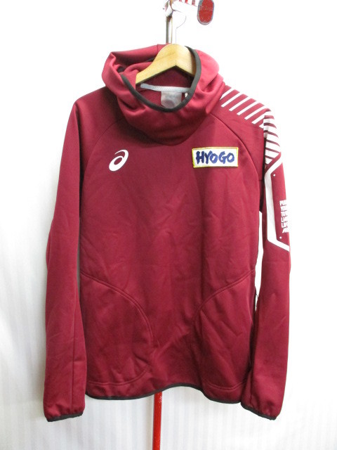 未使用　アシックス　裏フリース地スポーツパーカー　メンズL　兵庫県代表　国体　トラックジャケット ジャージトップ トラックスーツ10101