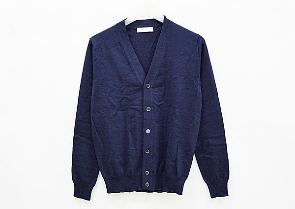 ◇美品【Cruciani クルチアーニ】ウール カーディガン ネイビー 44