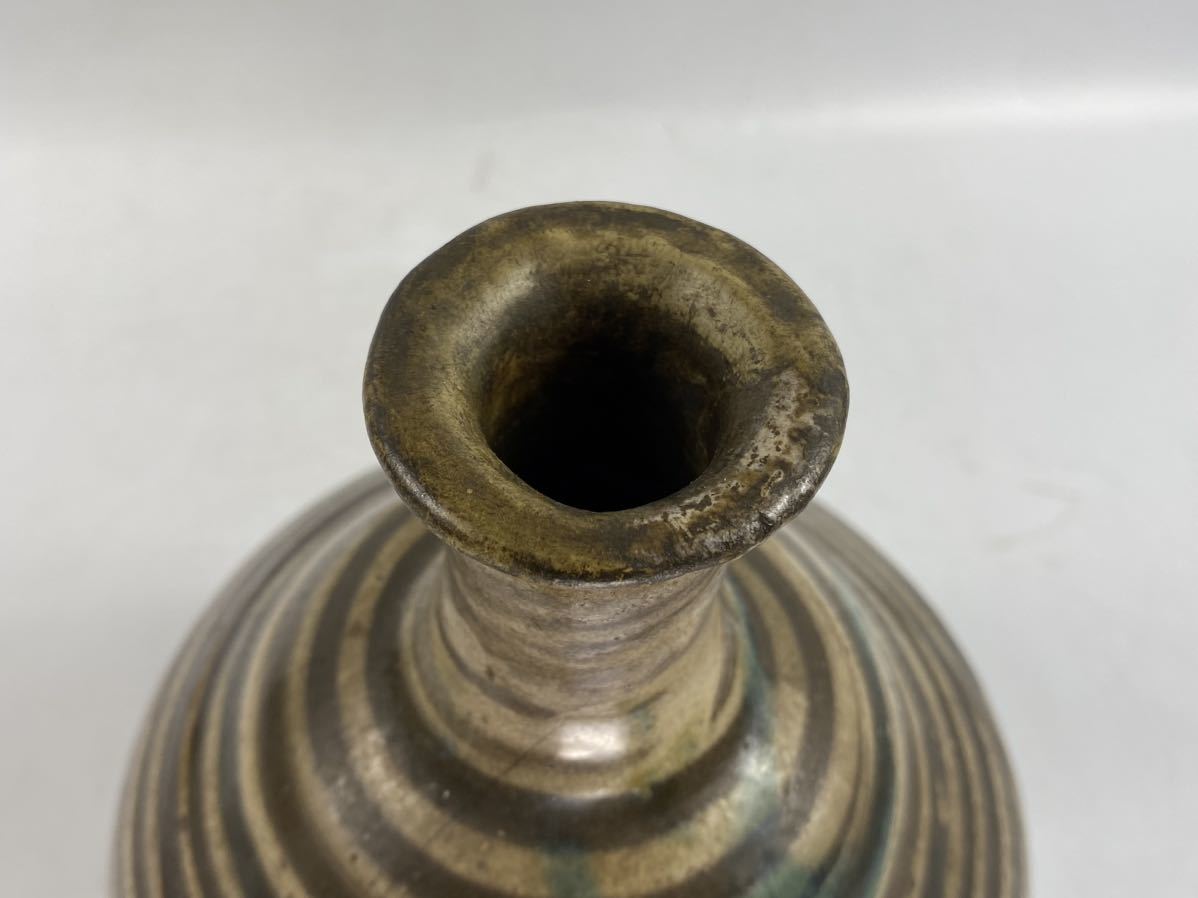 朝倉古美術】愛好家蔵出し 弓野焼 徳利 二彩 江戸早期 骨董 古玩 古