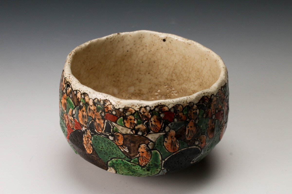 佳香】時代 犬山焼 百老茶碗 五徳庵書付箱 茶道具(茶碗)｜売買された