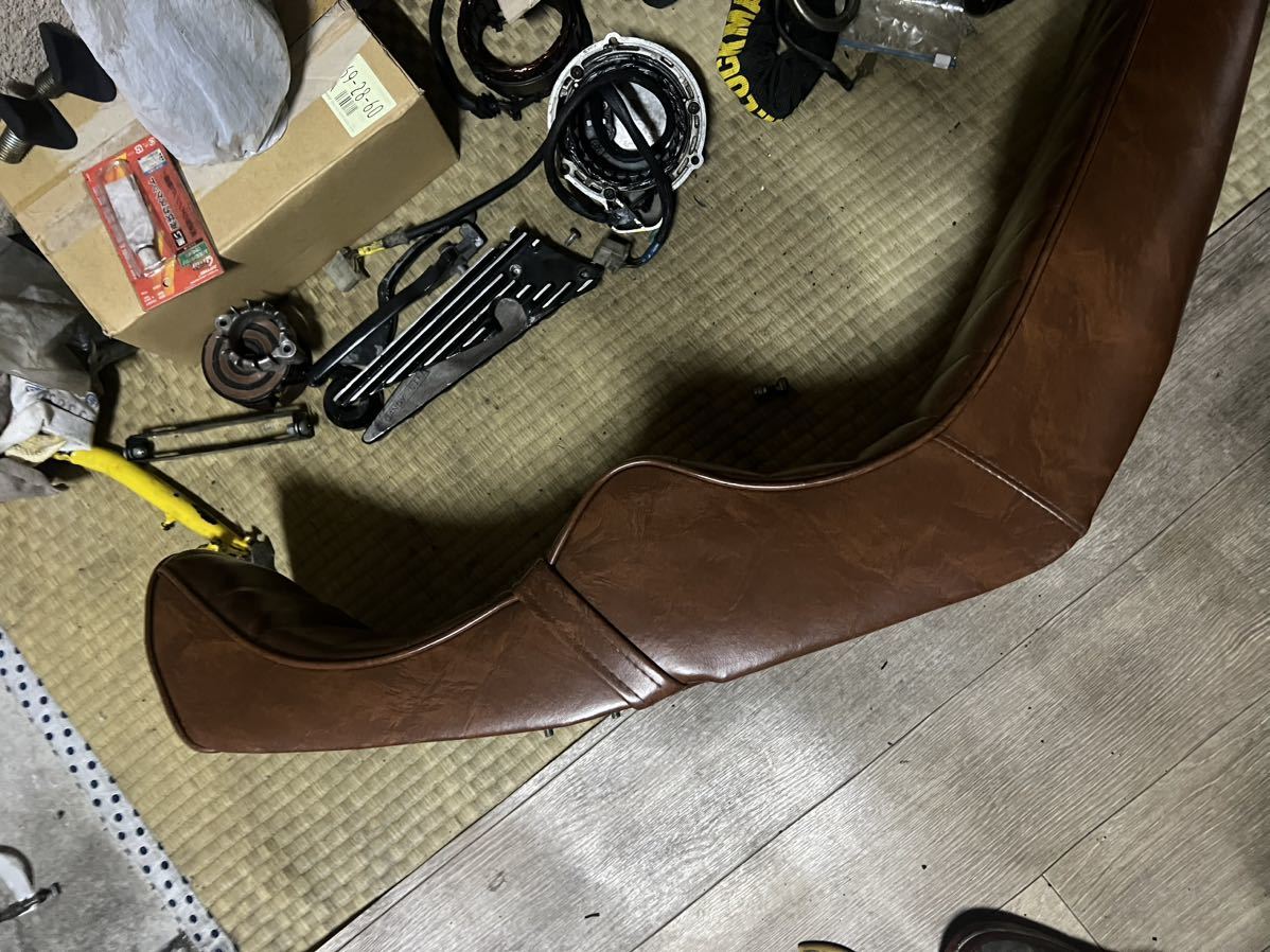 CBX400F 三段シート シート cbx400f - 茶皮40cm 三段シート⁄補強入り