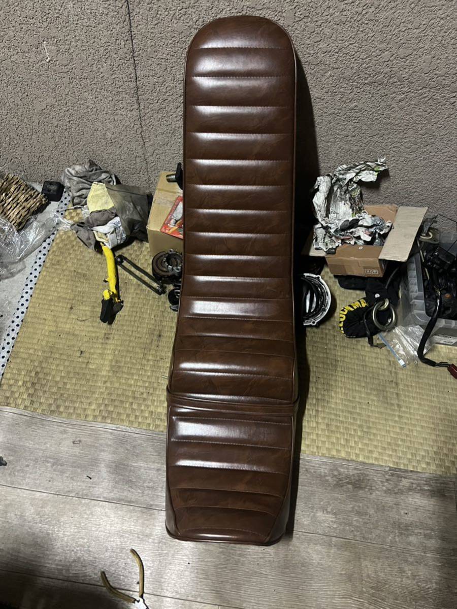 CBX400F 三段シート シート cbx400f - 茶皮40cm 三段シート⁄補強入り