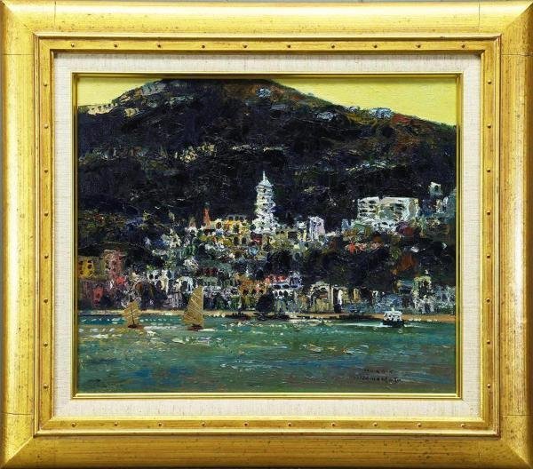 【城門】沖山王一 作　油彩 真作】【WISH】山本彪一「香港風景」油彩 8号 ◇香港貴重作 〇昭和洋画